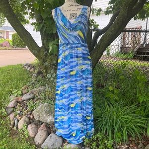 RELATIVITY BLUE MAXI SLEEVELESS DRESS    SIZE M  PETITE NEW